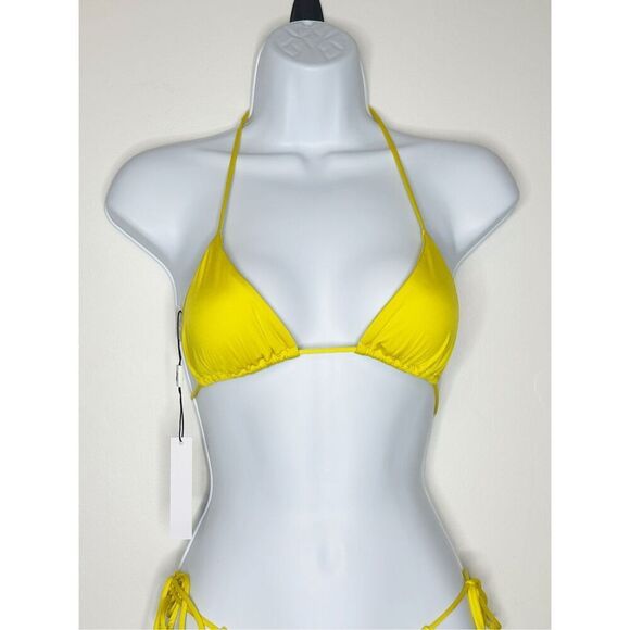 Monica Hansen size M Yellow Padded Triangle String Bikini Top Zafferano Tie Back - Picture 1 of 5